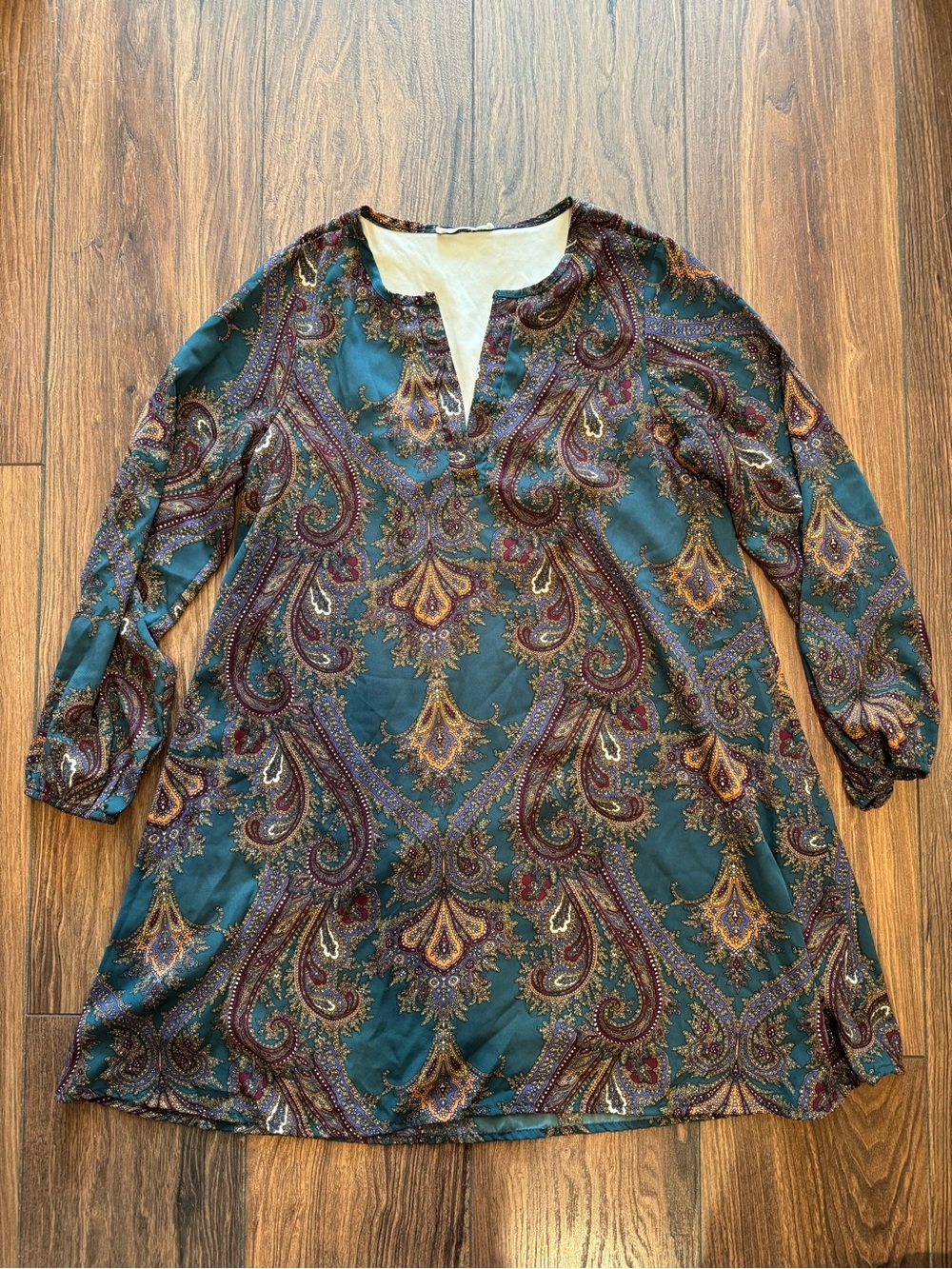 Teal Paisley Dress - Size Small